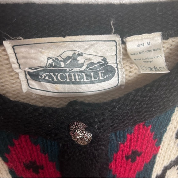 SEYCHELLE Nordic Style Vtg Cardigan Wool Sweater M - Picture 5 of 6